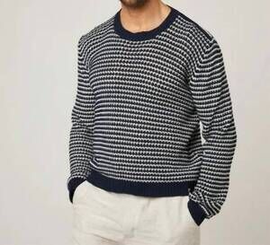 NEW PEREGRINE island crochet jumper in navy